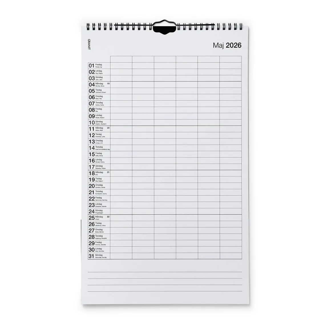 Kalender Kolumn 2026 Beige